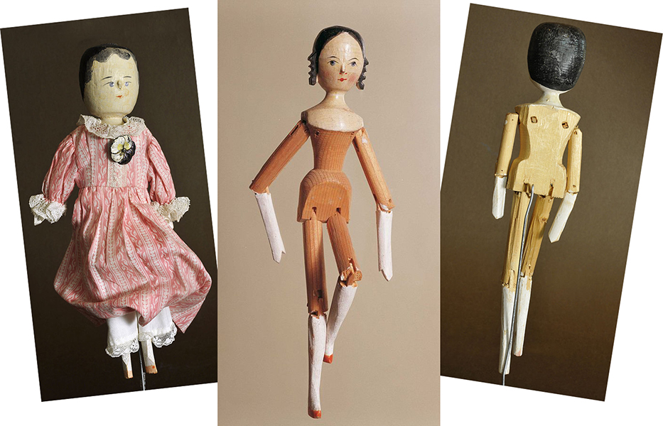 historical examples of dutch dolls, also known as peg wooden dolls; photographs by Wolfgang Moroder